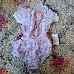Btween baby 3 piece purple flower outfit